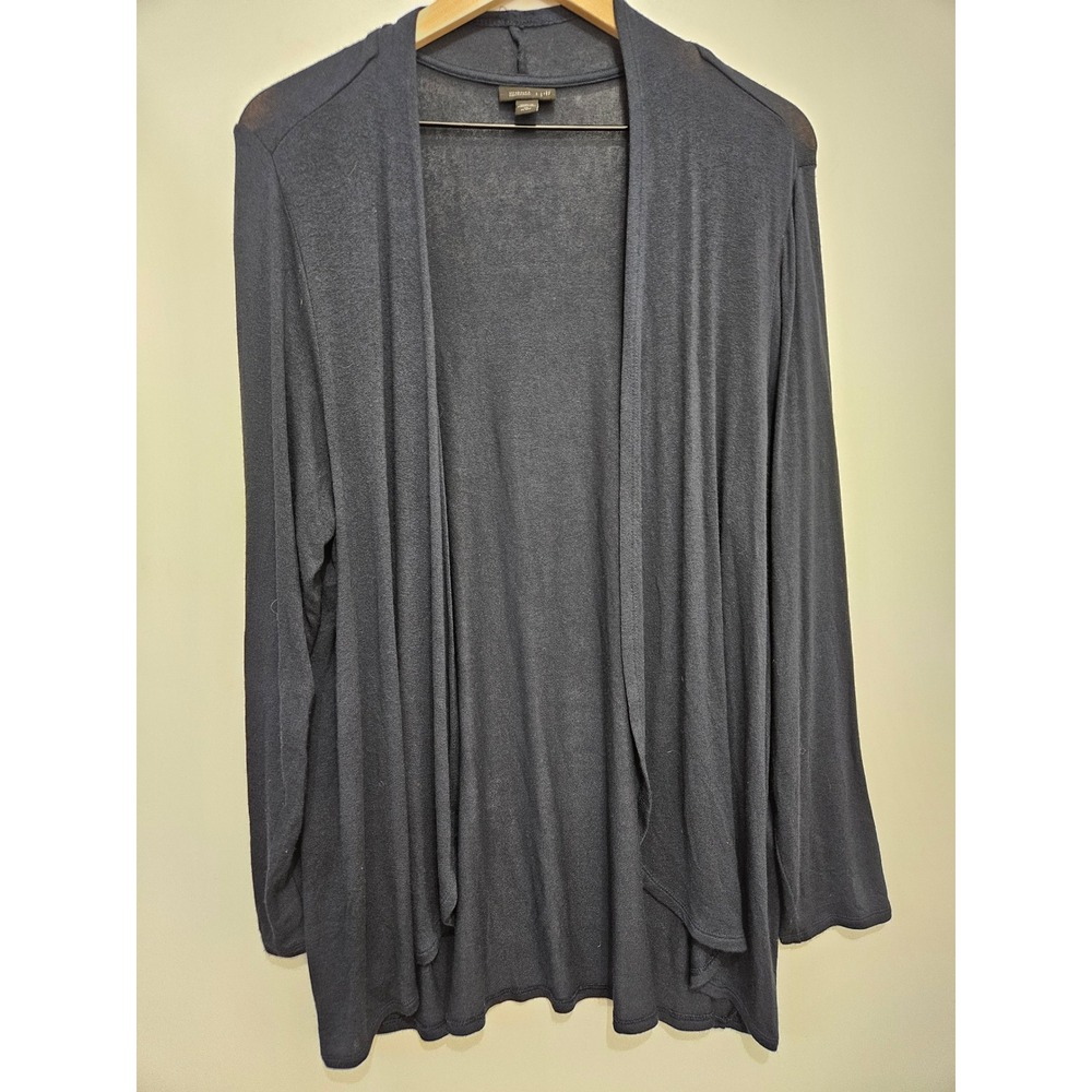 J. Jill Wearever Navy Blue Open Front Cardigan Sweater XL Petite Rayon Lycra